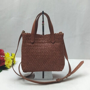 Madewell Brown Woven Leather Double Handles Crossbody Bag